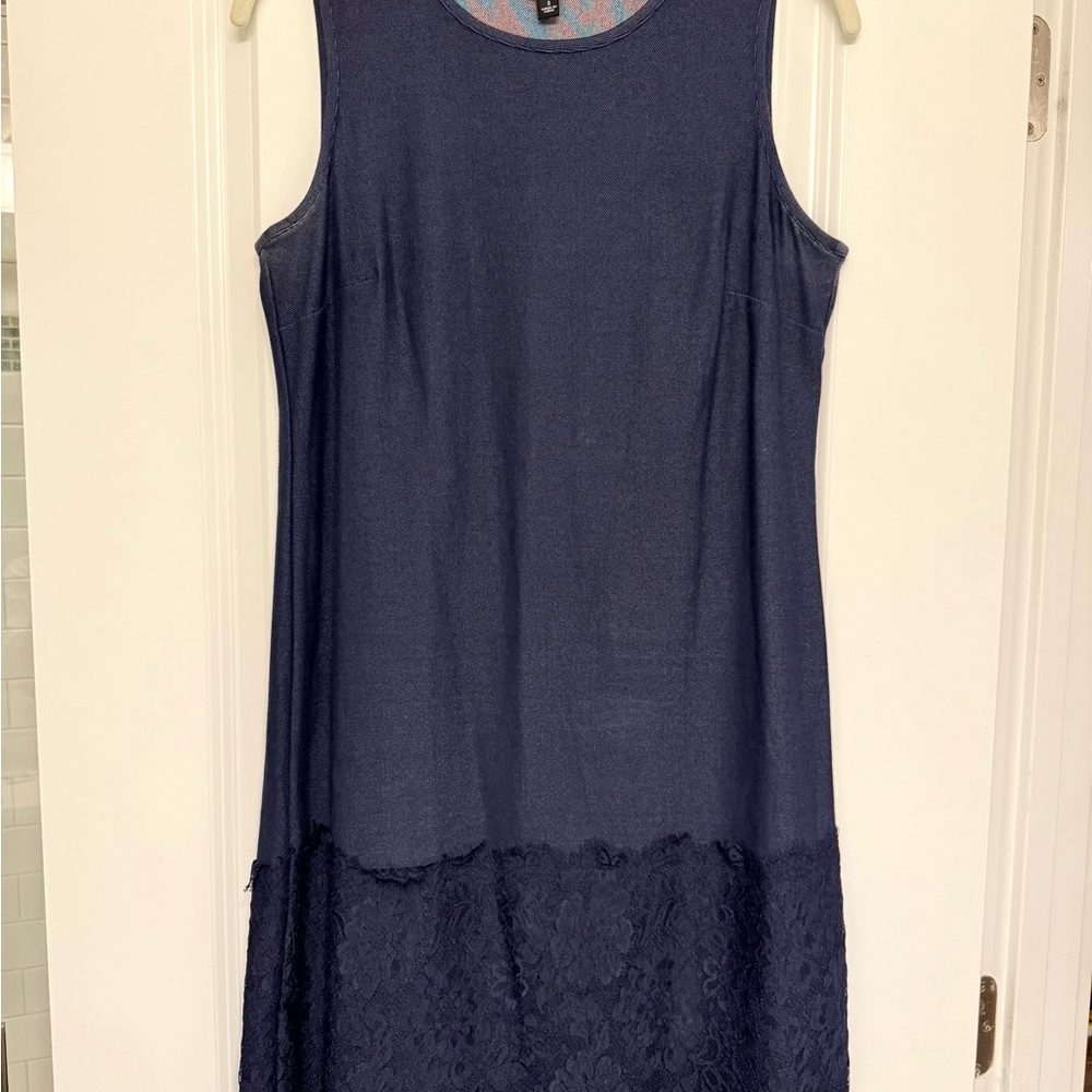 MSK Navy Blue Lace Hem Mini Dress